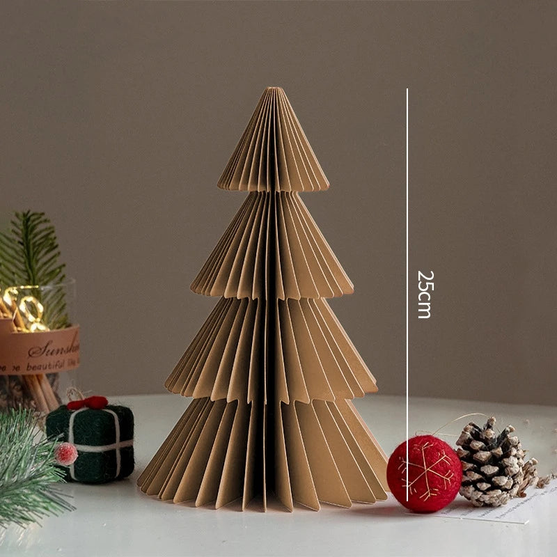 Paper Christmas Tree Ornaments 3D Honeycomb Christmas Tree Decorations Folded Paper 2026 Xmas New Year Desktop Arrangement Decor