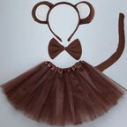 Animals  Children  Headband Tutu Skirt Tail Bow Kids  Girl Party Props Elephant Tiger Fox     Halloween Costume Cosplay