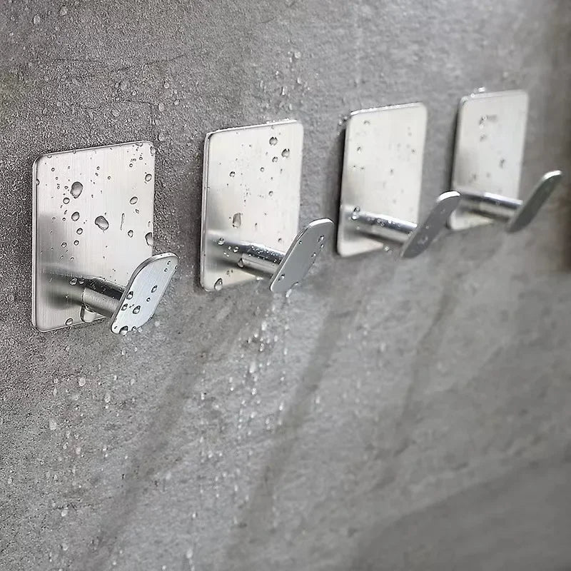 2pc/4pc bathroom clothes hooks, adhesive wall hooks, stainless steel towel racks, bathroom kitchen hardware, multi-purpose hooks