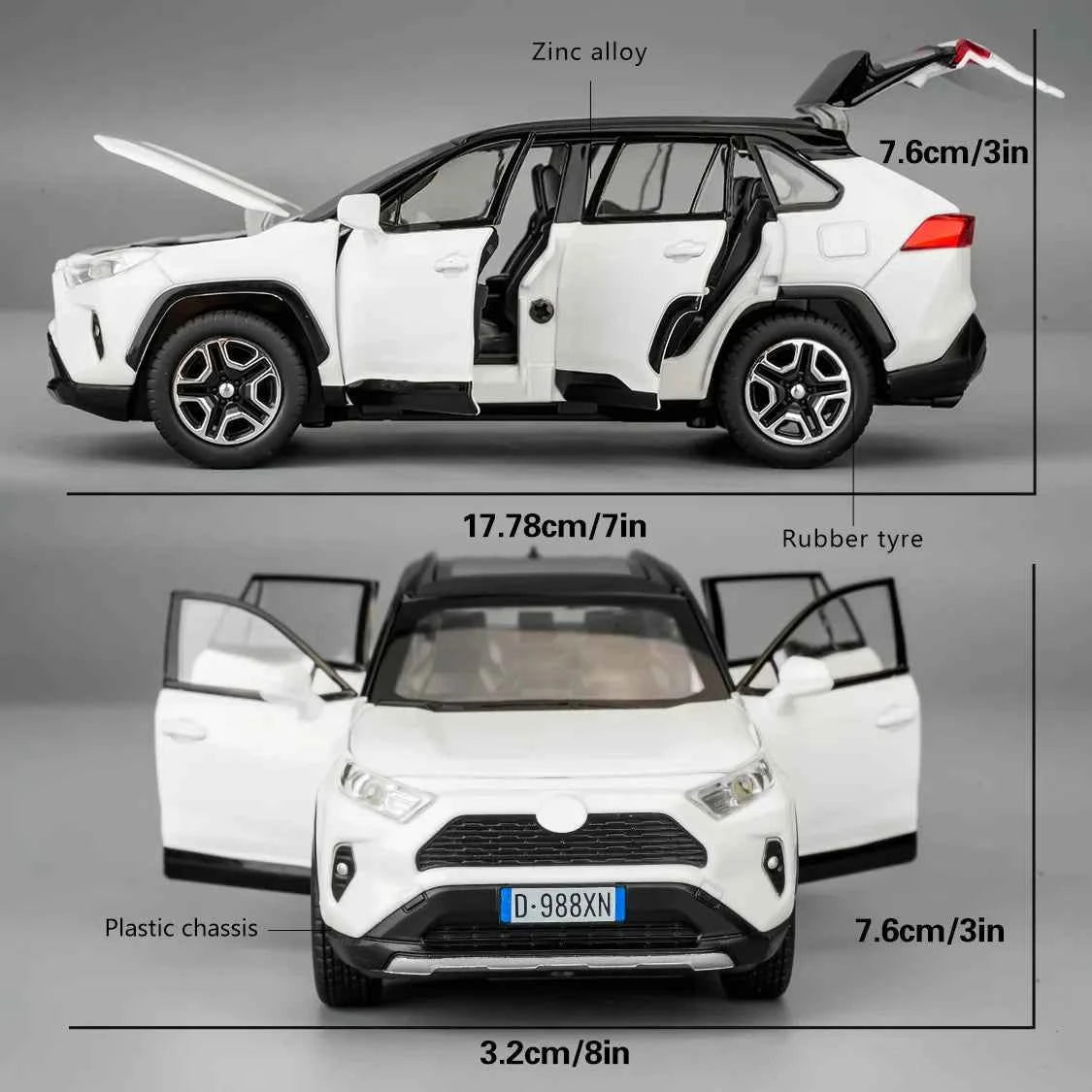 RAV4 Diecast Toy Car with Light & Sound – Alloy Model Vehicle Toy