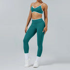 Seamless 2PCS Legging Sets Women's Strappy Sports Bras and Leggings High Waist Fitness Sculpt Leggings Running Pants Gym Suits
