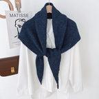 Big Size Wool Korean Style Knitted Triangular Scarf Women Winter Warm Headscarf Shawl Sold Color Neckerchief Kerchief Hijab