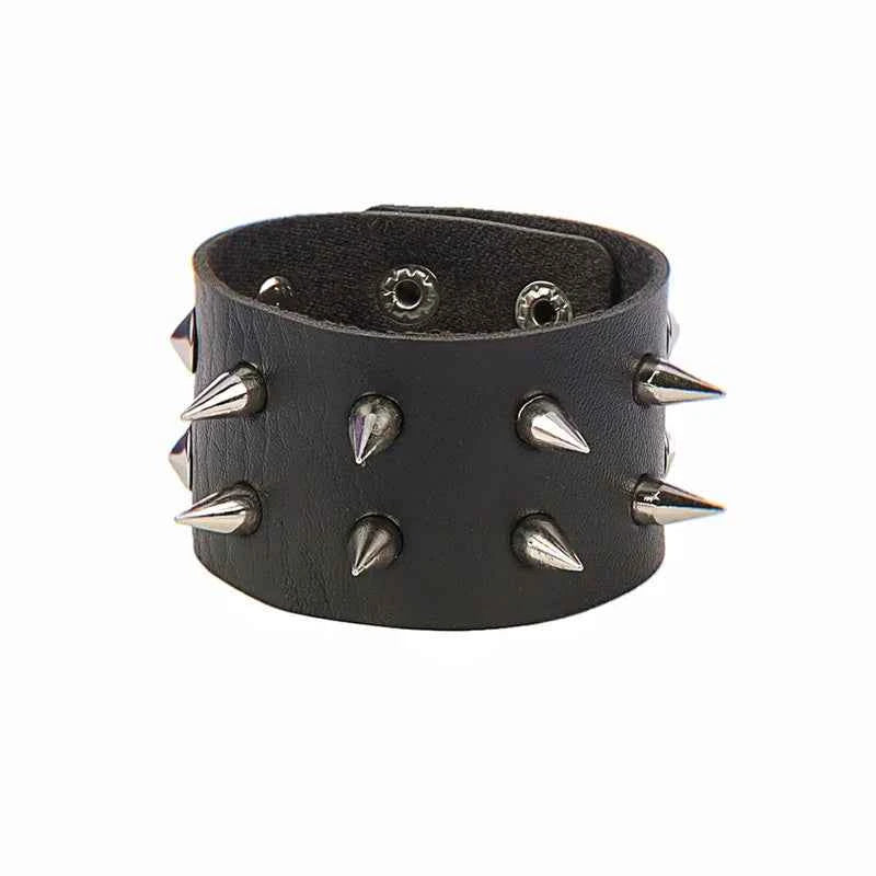 Punk Bracelets PU Leather Studded Bracelet Adjustable Goth Cuff Bracelet Gothic Rivet Buckle Wristband for Men Women Emo Jewelry