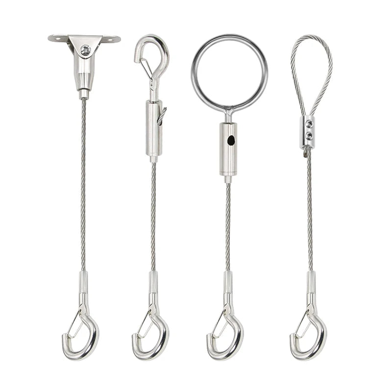 2mm Adjustable Steel Cable Suspension Kit, Heavy-Duty Hook for Steel Wire Rope Capable of Bearing 30kg, Extendable Clothesline