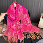 2025 new ethnic style retro shawl cashew flower geometric scarf cloak tassel scarf multi-color variety options available