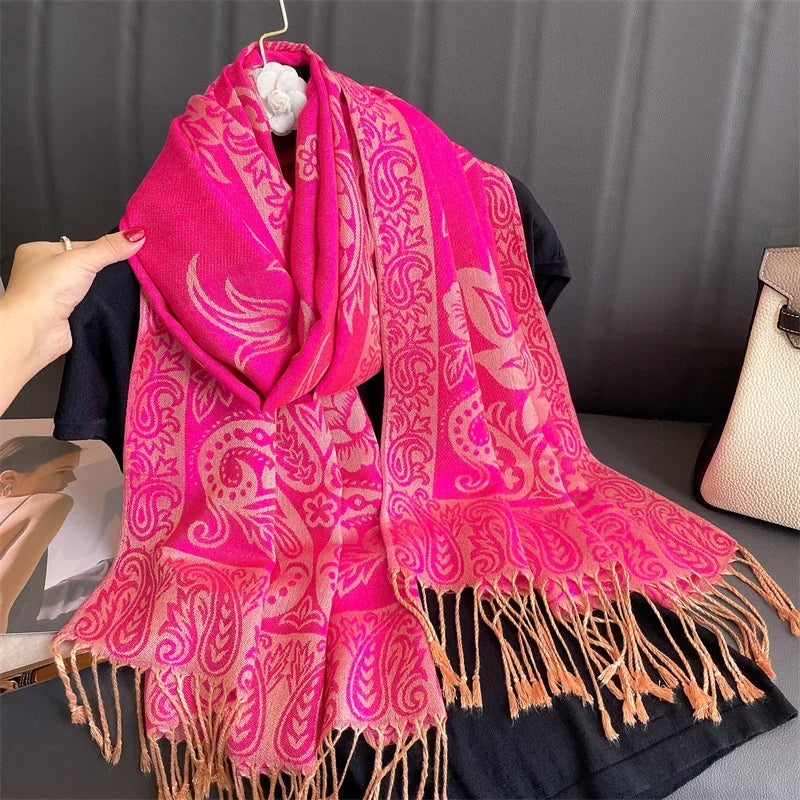 2025 new ethnic style retro shawl cashew flower geometric scarf cloak tassel scarf multi-color variety options available