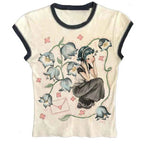 Y2K Korean Popular Clothes Emo Aesthetic Summer Baby Tee Streetwear Gothic Harajuku Graphic Print T-shirt Women Vintage Crop Top