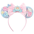 Cinderella Cartoon Mouse Ear Headband Sequin Bows Girl Adult Kid Halloween DIY Party Cosplay Hair Accessories Princess Hairband