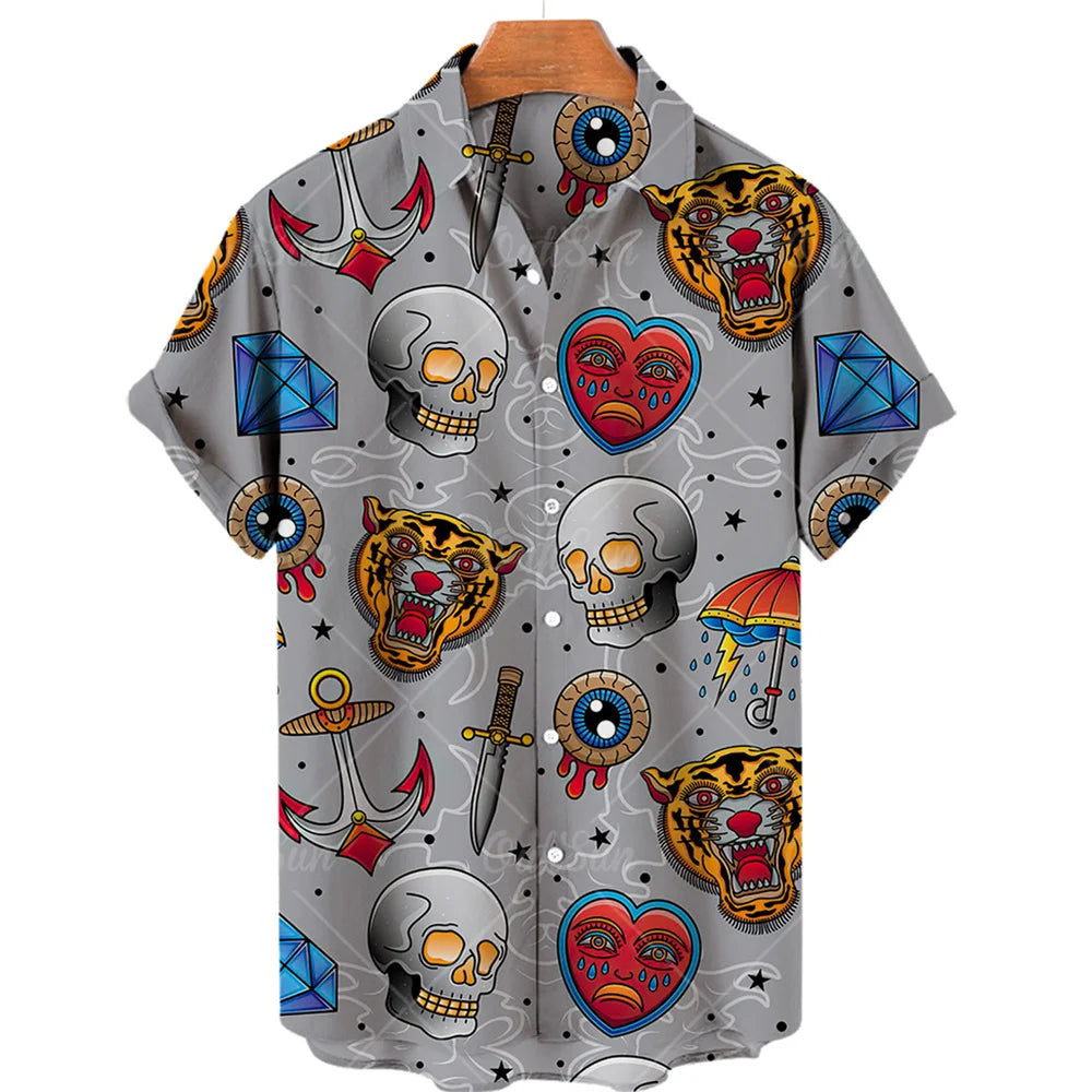 Men's Designer Hawaii Shirts Short Sleeve Collar Top Fashion Streetwear 3d Printed XS-5XL Hiphop Casual Vintage Clothing
