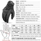 Summer Retro Perforated Leather Motorcycle Gloves Men Women Full Finger Motocross Biker Glove Guantes Moto Equipment M-XXL