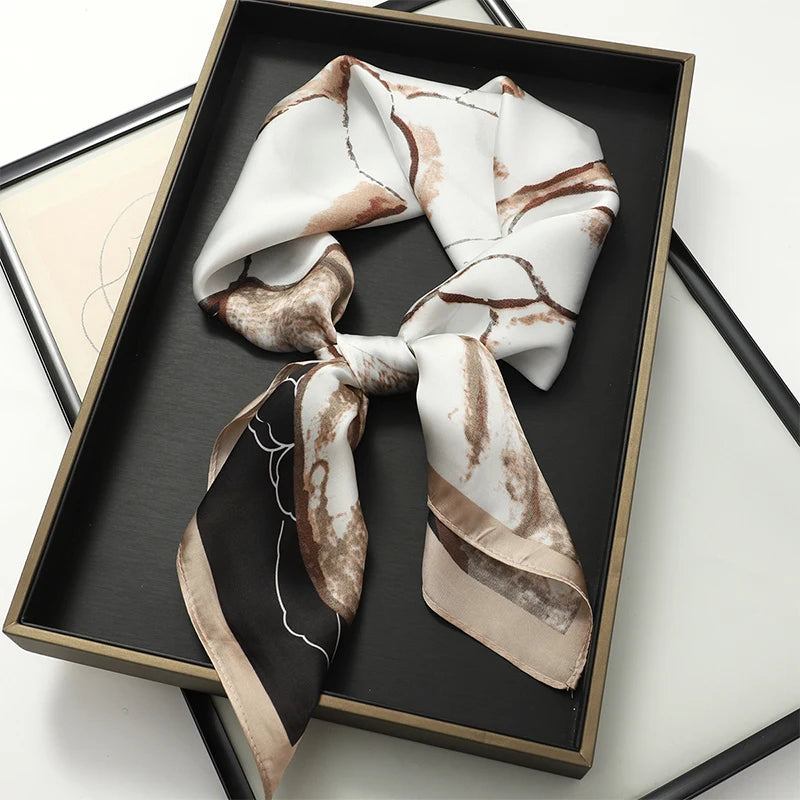60Colors Luxury Scarf Women 70*70Cm Silk Feel Square Hair Wrapping Foulard Satin Shawl Big Size Head Bandana Hijab Handkerchief