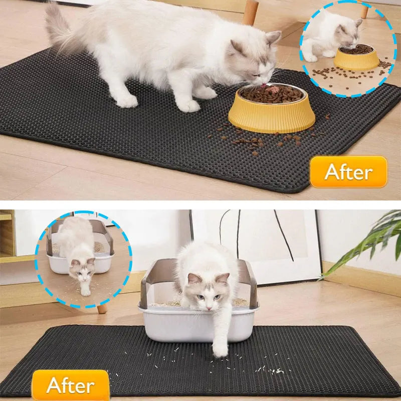 Pet Cat Litter Mat Waterproof Double Layer Cat Litter Trapping Pet Litter Box Mat Clean Pad Products For Cats Accessories - WTN Essentials 