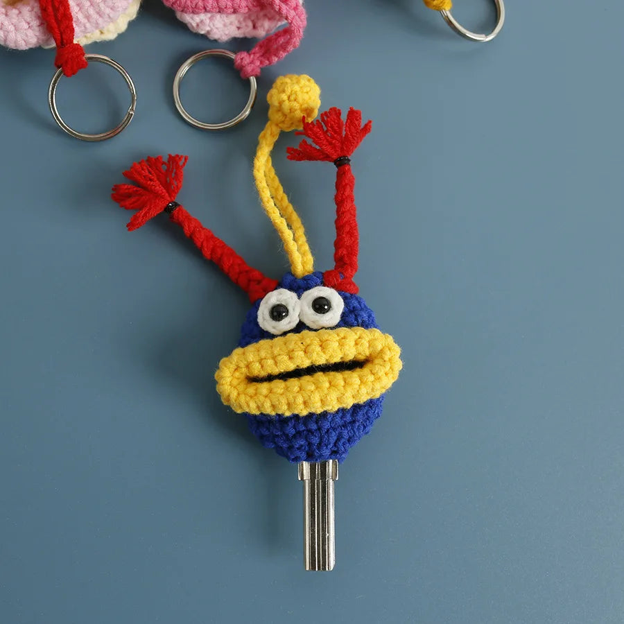 Funny Fruit Sausage Mouth Crochet Keychain Key Holder