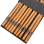 Eco-Friendly Reusable Bamboo Chopsticks Set – 5 Pairs Handmade Japanese Wooden Tableware for Sushi & Everyday Dining