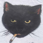 Y2k Wrinkled Cat Graphic Print Punk 90s Grunge Retro Hip Hop Style White Top T-shirt Emo Aesthetic Clothes Harajuku Y2K Top