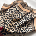 1pcs 70cm Leopard Print Silk Scarf for Women Imitation Silk Light Luxury Versatile Headwear Bag Decoration Clothing Square Scarf