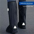 Rain Boot Shoe Covers – Black Waterproof High-Top Clear Rain & Dust Covers with Reflector for Motorcycle, Bike, Men & Women