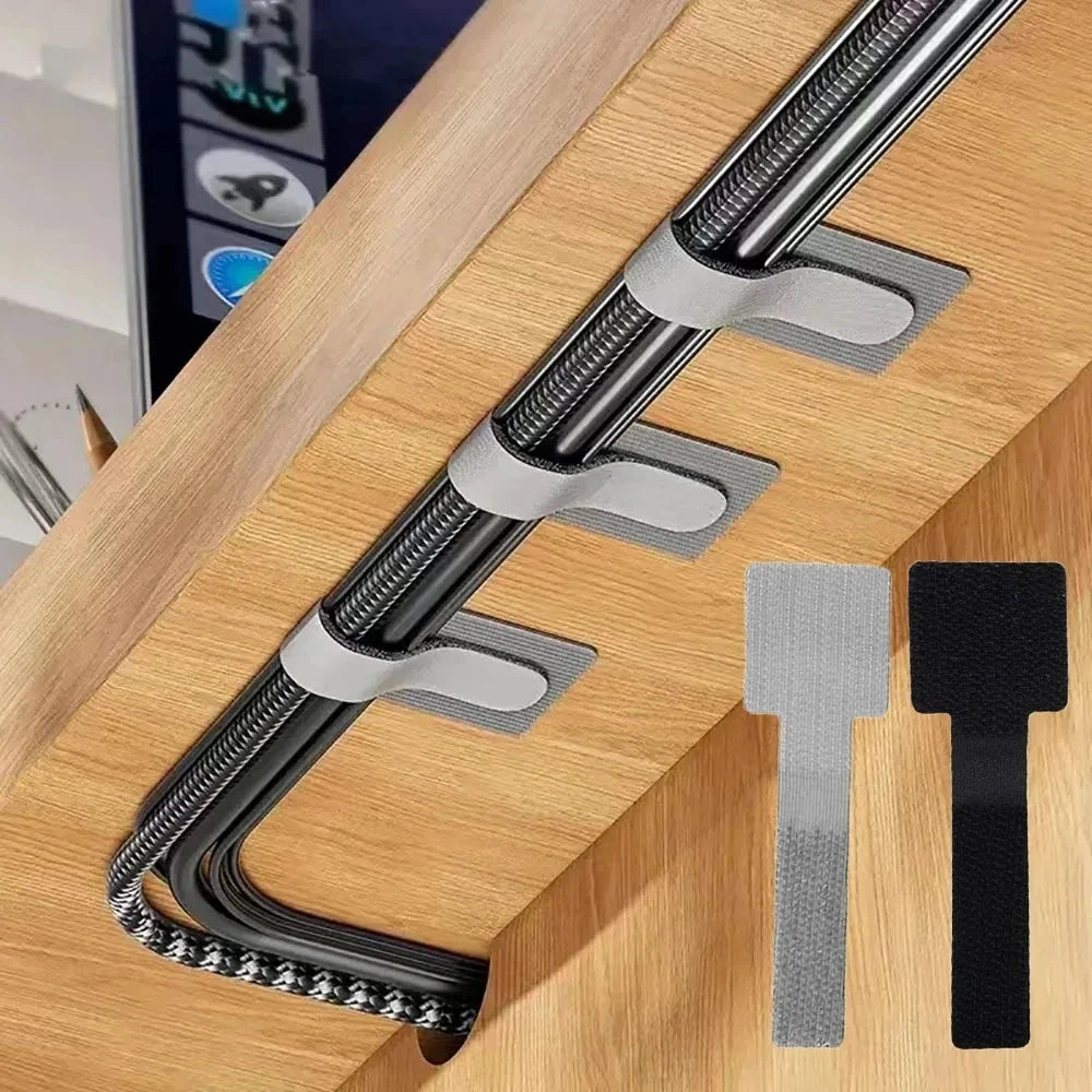 Ties Fastening Wire Reusable Cable Cord Rope Holder Self Adhesive Cord Adjustable Straps In the Office Desk Management
