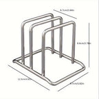 1pc Space-Saving Stainless Steel Pot Lid and Cutting Board Organizer Combo - Heavy-Duty Countertop Rack, kitchen organizer