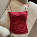 Women's Bra Stretch Women's Beach Everyday Casual Tank Top New Women's Halter Top Summer Korean Style Trend Fashion Built-In