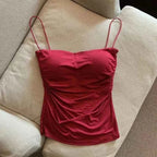 Women's Bra Stretch Women's Beach Everyday Casual Tank Top New Women's Halter Top Summer Korean Style Trend Fashion Built-In