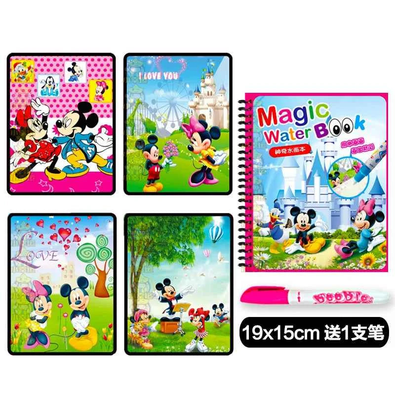Disney Cartoon Frozen Water Painting Drawing Toys Set Graffiti Minnie Mouse Elsa Princess Watercolour Magic Book for Girls Gift