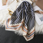 Elegant Nordic Style All Seasons Scarf Faux Silk Large Square Shawl Simple Chic Decorative Wrap For Teens