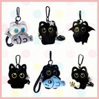 Cute Cartoon Black Cat Plush Keychain Kawaii Bag Charm