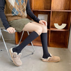Women’s Solid Color Knee High Socks Long Fashion Casual Preppy Style Stockings Female School Kawaii Cotton Comfy Trendy Socks