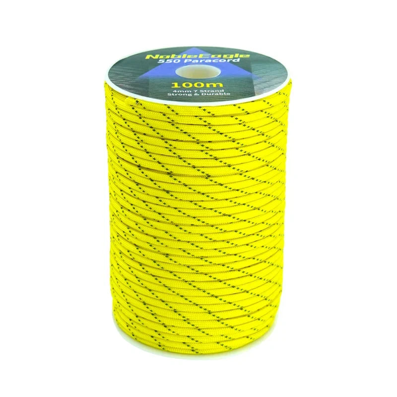 Reflective Paracord Military 7 Strand 4mm 550 Tactical Parachute Cord Camping Tent Lanyard DIY Bracelet Weaving Rope