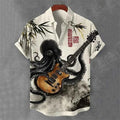 Summer Men's Short Sleeve Shirt Art Octopus Pattern 3D Printed Linen Short Sleeve Men's Shirt Casual Hawaiian Top
