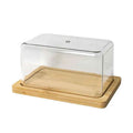 Bamboo Butter Dish Plate with Transparent Cover Household Butter Box Container Refrigerator Keep Fresh Butter Storage Box