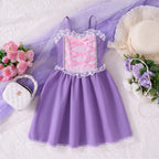 Children Baby Girls Lace Up Sling Summer Dress Princess Sleeveless Suspenders Dresses For 1-10 Years Cool Ventilated Kid Clothes