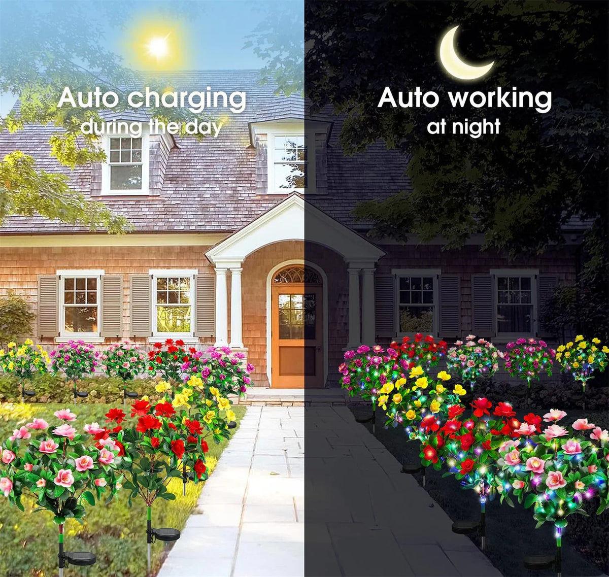 New LED Waterproof Solar Azalea Flowers Lights Outdoor Landscape Light for Lawn Patio Garden Path Decorative Lighting Lamp