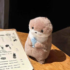 Delightful Otter Plush Keychain with Fish Pendant; Cute Charm for School Bags or Wallet Decorations