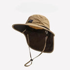 Unisex Summer Wide Brim Waterproof Quick-drying Panama Caps Outdoor Visor Bucket Hats Mesh Breathable Sun Hat with Neck Flap