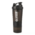 500ml Layered Protein Bottle Powder Shaker with Powder Storage Container Large Water Bottle Water Bottle with Wire Stirring Ball