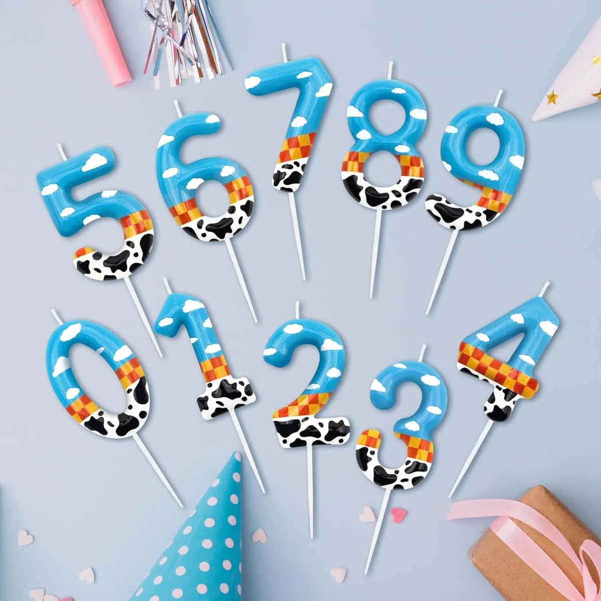 Toy Inspire Game Story 7th Birthday Number Candles, Number 7 Candle Cake Toppers for Cartoon Story Themed Parties, 7th Birthday