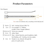 100 PCS Self-locking plastic nylon tie 100 PCS black cable tie fastening ring cable tie zip wraps strap nylon cable tie set
