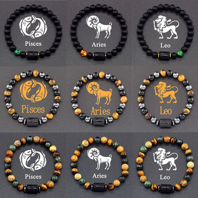 12 Zodiac Sign Bracelet Homme Constellation Bracelet for Men Aries Virgo Leo Libra Charm Bangle Women Friendship Jewelry on Hand