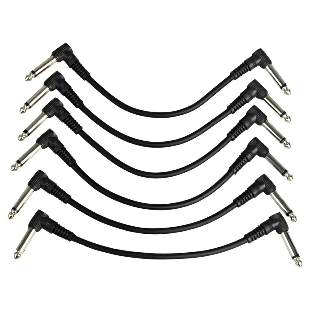 1/6pcs Guitar/Bass Effect Pedal Patch Cable - TS 1/4" Right Angle Shielded Low Noise, Beryllium Copper Core Instrument Cords