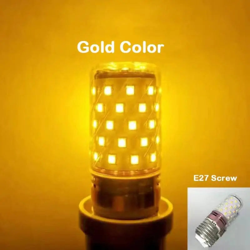 E27 LED Colorful Corn Bulb 12W RGB Pink Red Blue Green Purple Golden 7 Colors AC 220V Decorative Lamp for Chandelier Home Party