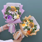 Finished Knitted Flowers Sunflowers Crochet Bouquet Creative Knitted Flowers Valentine Mothers' Day Birthday Graduation Gifts