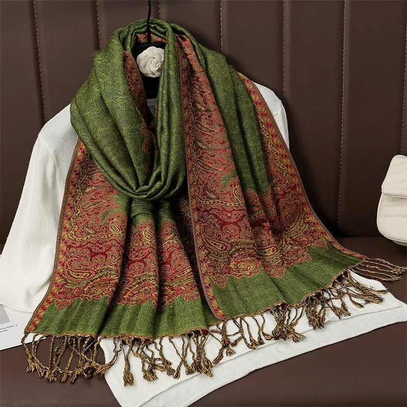 2025 new ethnic style retro shawl cashew flower geometric scarf cloak tassel scarf multi-color variety options available