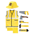 Toddler Construction Worker Vest Costume, Worker 5 Piece Playset, Yellow Reflective Vest with Tools, Party Dress Up