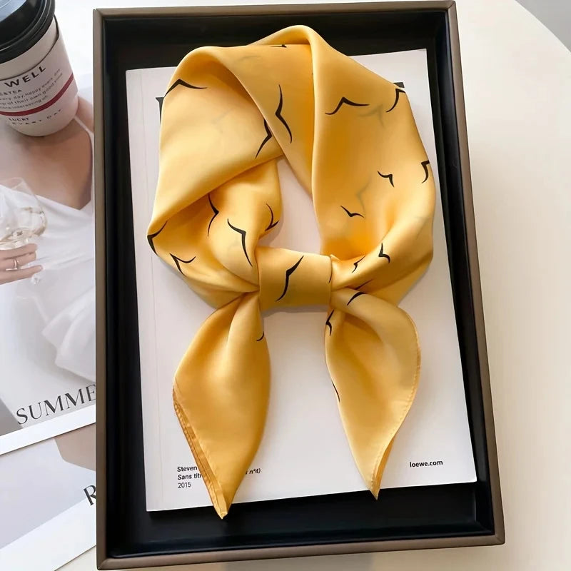 Elegant Nordic Style All Seasons Scarf Faux Silk Large Square Shawl Simple Chic Decorative Wrap For Teens