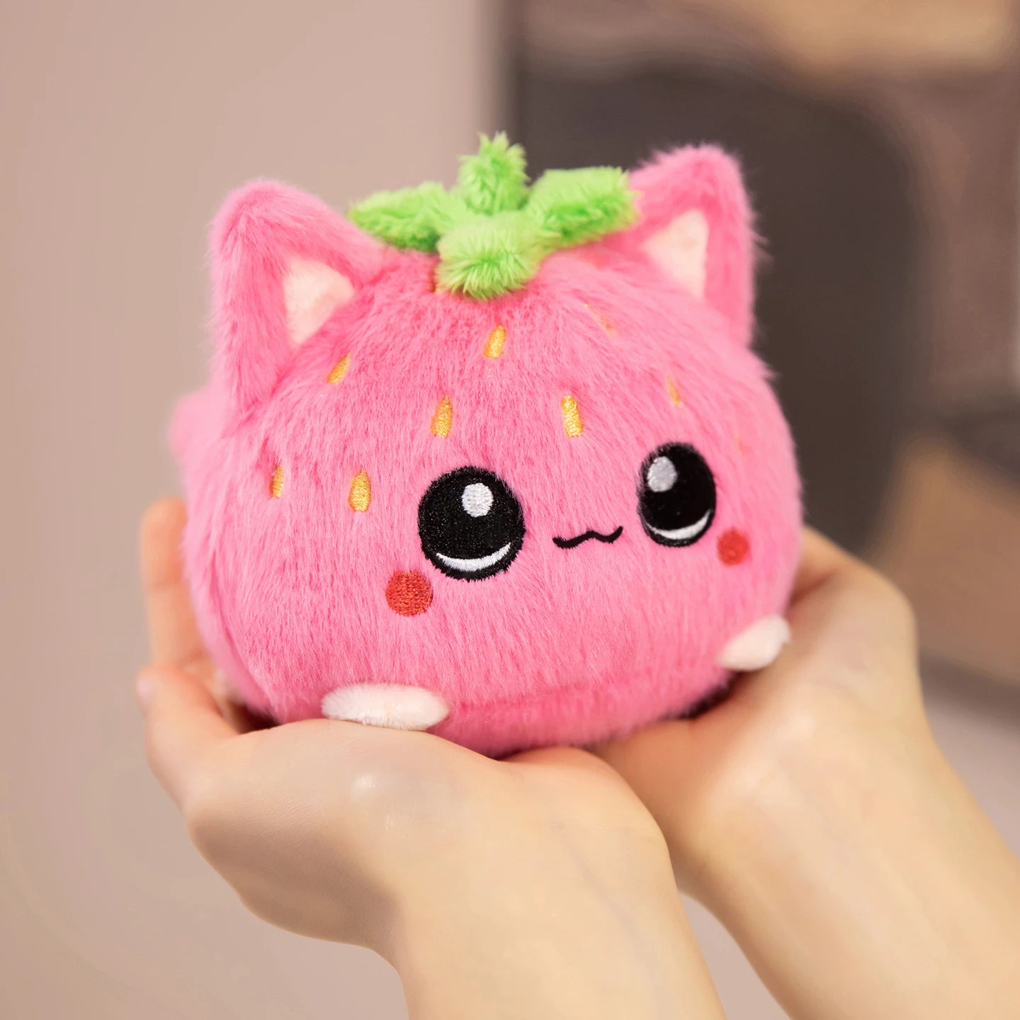 Cute Plush Stuffed Toy Strawberry Cat Pillow Doll Children's Birthday Gift Home Decoration Animal Christmas Gift