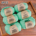 6pcs Cotton Soft Breathable Yarn Thread Set-Perfect for Hand Knitting, Crocheting, Weaving Hats, Scarves, Dolls, Bags, Sweaters