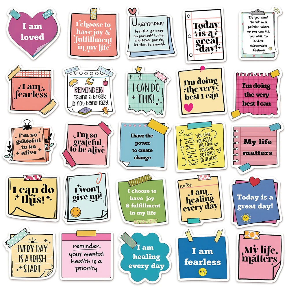 50PCS Self affirmation Encouragement Slogans Graffiti Stickers DIY Phone Cases Laptop Water Cups Waterproof Stickers