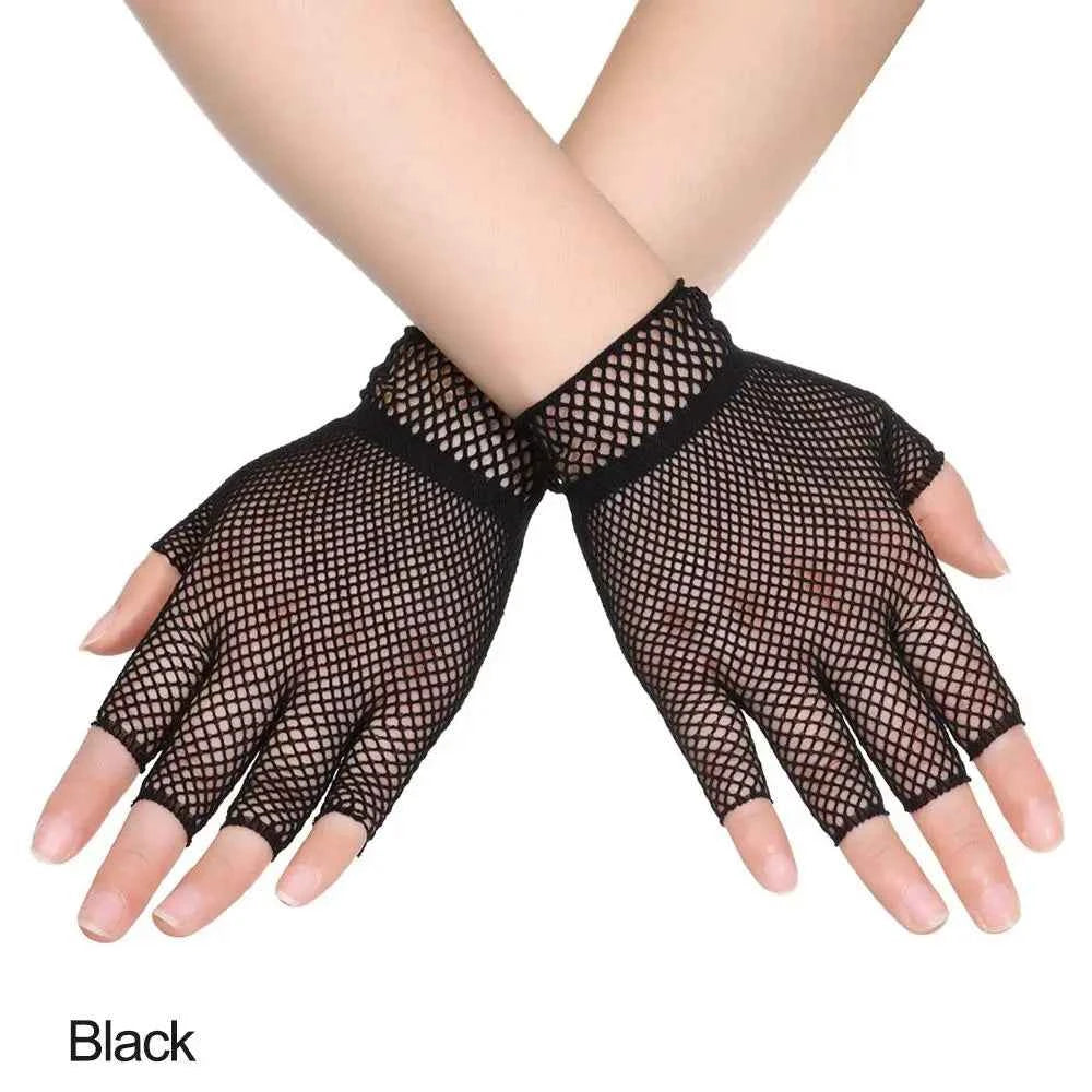 Women Short Lace Hollow-Out Fingerless Gloves Sun Protection Sleeves Mesh Thin Cycling Sexy Mittens Half Finger Handschoenen